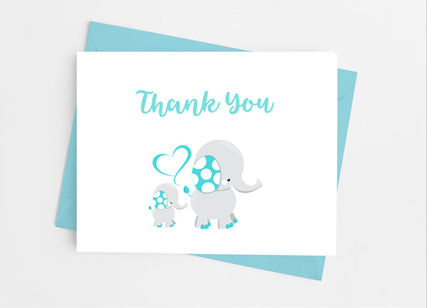 Elephant Baby Shower Thank You Cards - Cathy's Creations - www.candywrappershop.com