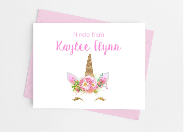 Unicorn Face Note Cards - Cathy's Creations - www.candywrappershop.com