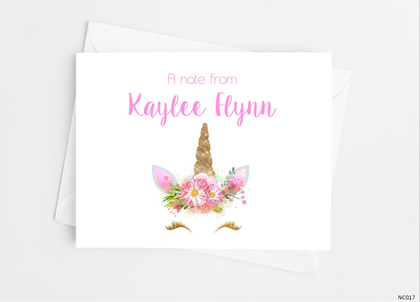 Unicorn Face Note Cards - Cathy's Creations - www.candywrappershop.com