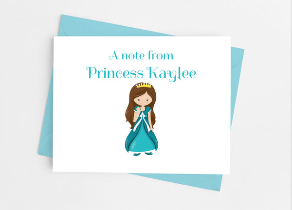 Teal Princess Note Cards - Cathy's Creations - www.candywrappershop.com