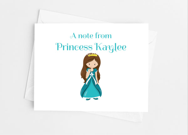 Teal Princess Note Cards - Cathy's Creations - www.candywrappershop.com