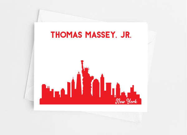 New York State Skyline Personalized Note Cards - Cathy's Creations - www.candywrappershop.com