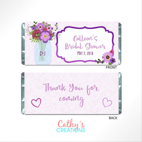 Mason Jar Bouquet Candy Bar Wrapper - Cathy's Creations - www.candywrappershop.com