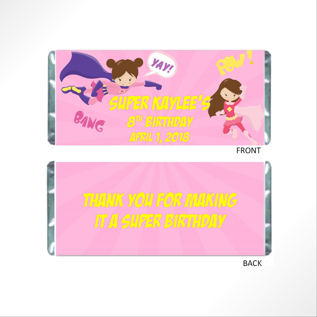 Hero Wrapper Super Hero Girl Candy Bar Wrapper | Party Favors | Cathy's Creations ...