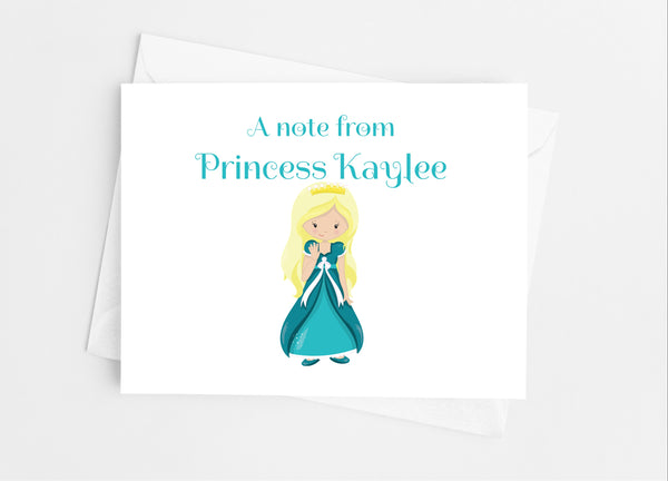 Teal Princess Note Cards - Cathy's Creations - www.candywrappershop.com