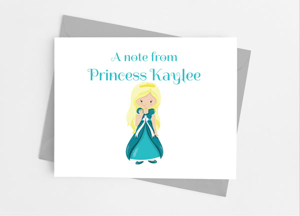 Teal Princess Note Cards - Cathy's Creations - www.candywrappershop.com