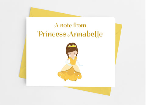 Yellow Princess Note Cards - Cathy's Creations - www.candywrappershop.com