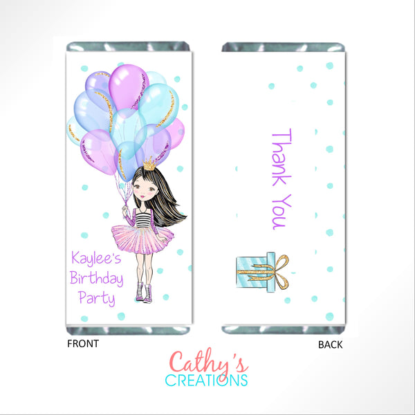 Birthday Princess Candy Bar Wrapper - Cathy's Creations - www.candywrappershop.com