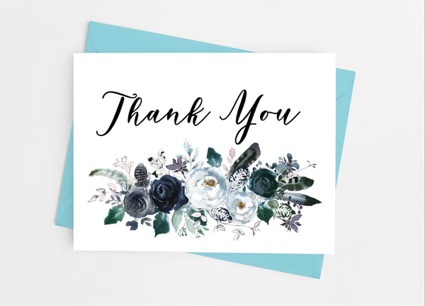 Navy Floral Note Cards - Cathy's Creations - www.candywrappershop.com