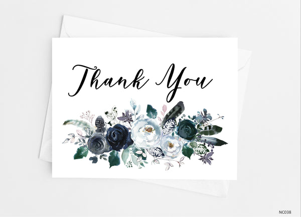 Navy Floral Note Cards - Cathy's Creations - www.candywrappershop.com