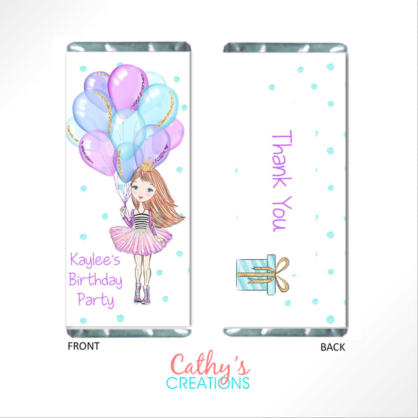 Birthday Princess Candy Bar Wrapper - Cathy's Creations - www.candywrappershop.com