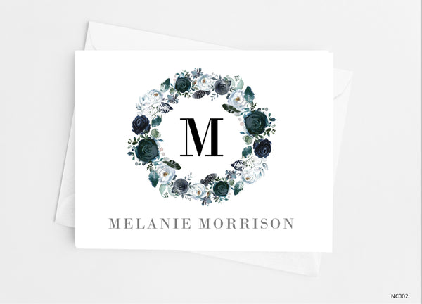 Navy Monogram Note Cards - Cathy's Creations - www.candywrappershop.com