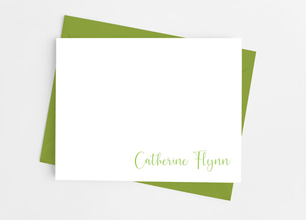 Personalized Stationery Flat Note Cards - Modern Script - Cathy's Creations - www.candywrappershop.com