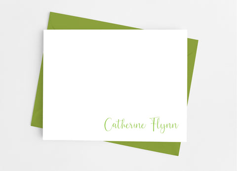 Personalized Stationery Flat Note Cards - Modern Script - Cathy's Creations - www.candywrappershop.com
