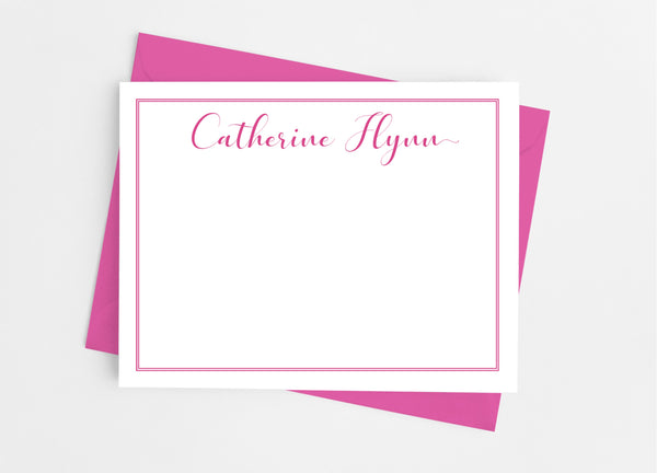 Personalized Stationery Flat Note Cards - Fancy Script - Cathy's Creations - www.candywrappershop.com