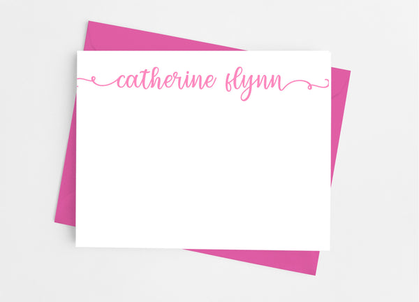 Personalized Stationery Flat Note Cards - Lowercase Flourish - Cathy's Creations - www.candywrappershop.com