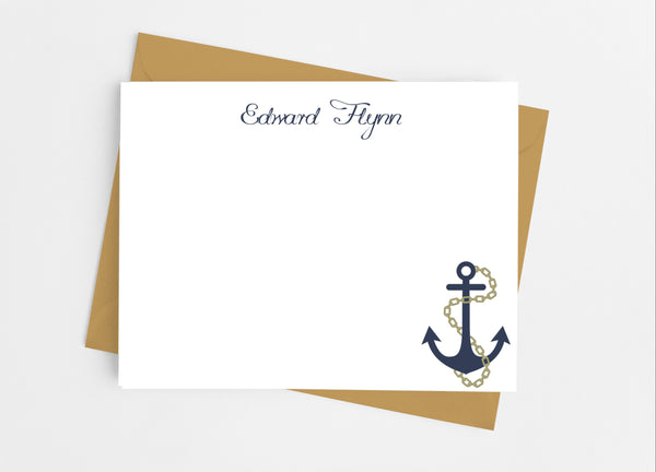 Nautical Anchor Flat Note Cards - Cathy's Creations - www.candywrappershop.com