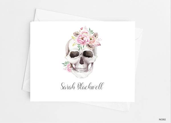 Floral Skull Note Cards - Cathy's Creations - www.candywrappershop.com