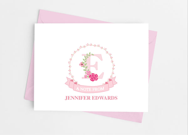 Floral Initial Monogram Note Cards - Cathy's Creations - www.candywrappershop.com