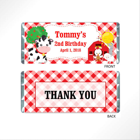 Farm Animal Barnyard Candy Bar Wrapper - Cathy's Creations - www.candywrappershop.com