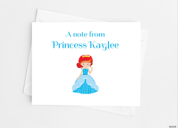 Blue Princess Note Cards - Cathy's Creations - www.candywrappershop.com