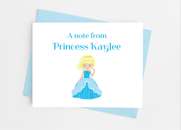 Blue Princess Note Cards - Cathy's Creations - www.candywrappershop.com