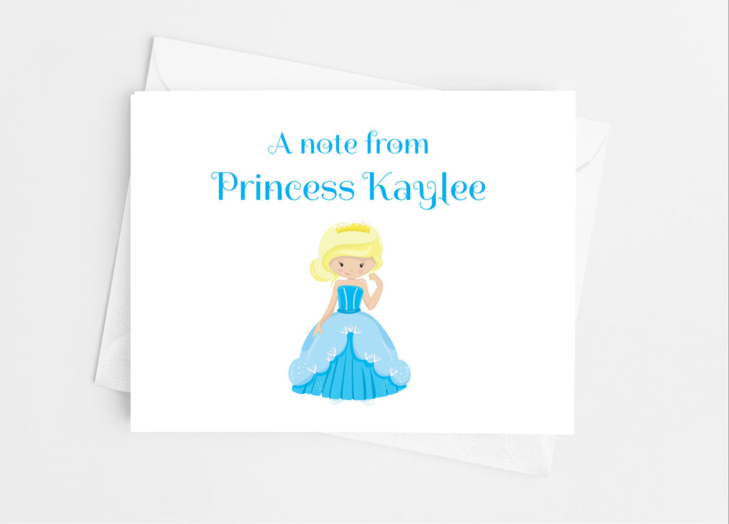 Blue Princess Note Cards - Cathy's Creations - www.candywrappershop.com