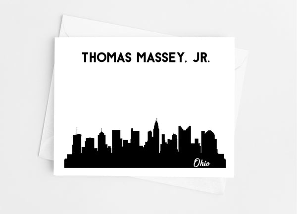 Ohio State Skyline Personalized Note Cards - Cathy's Creations - www.candywrappershop.com