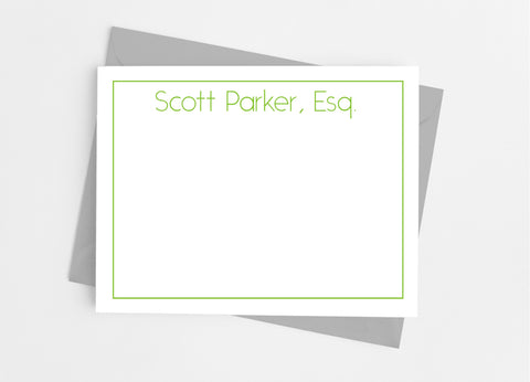 Personalized Stationery Flat Note Cards - Modern Esquire - Cathy's Creations - www.candywrappershop.com