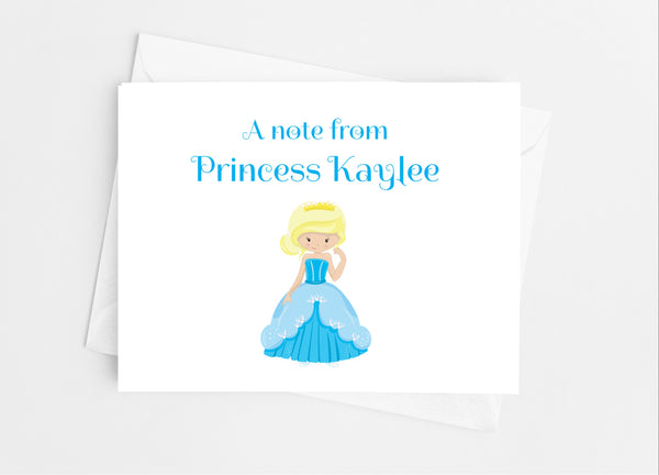 Blue Princess Note Cards - Cathy's Creations - www.candywrappershop.com