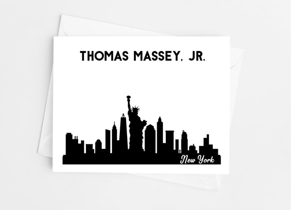 New York State Skyline Personalized Note Cards - Cathy's Creations - www.candywrappershop.com