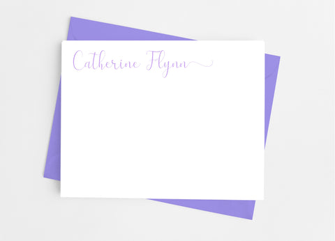 Personalized Stationery Flat Note Cards - Flourish Script - Cathy's Creations - www.candywrappershop.com