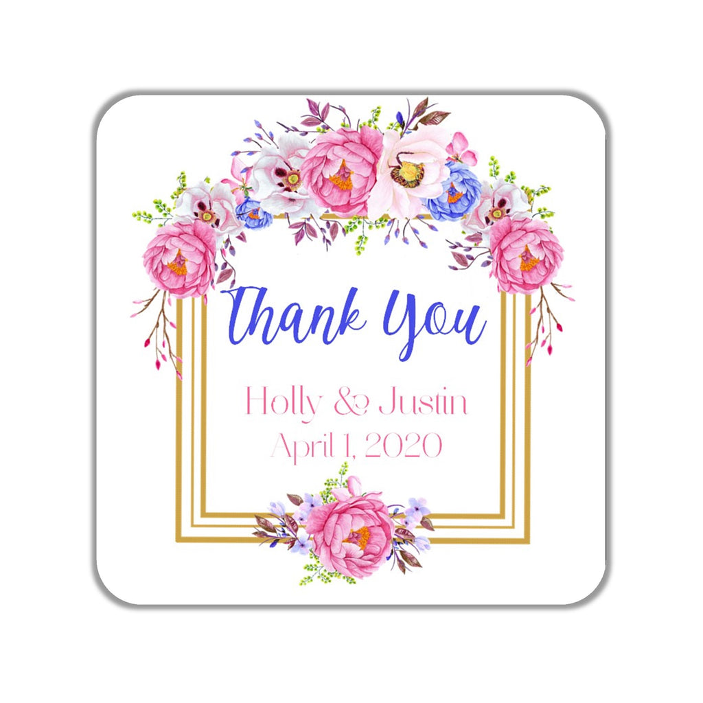 Pink Floral Favor Stickers OR Tags - Cathy's Creations - www.candywrappershop.com