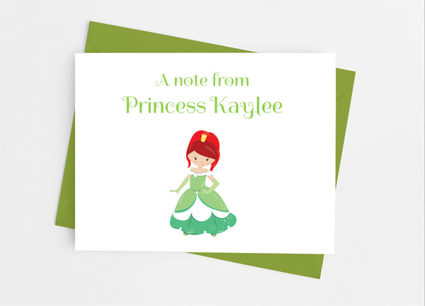 Green Princess Note Cards - Cathy's Creations - www.candywrappershop.com