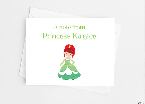 Green Princess Note Cards - Cathy's Creations - www.candywrappershop.com