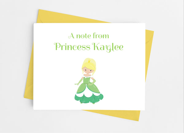 Green Princess Note Cards - Cathy's Creations - www.candywrappershop.com