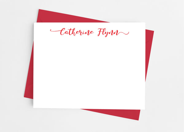 Personalized Stationery Flat Note Cards - Modern Script Flourish - Cathy's Creations - www.candywrappershop.com