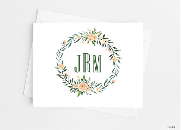 Monogram Wreath Note Cards - Cathy's Creations - www.candywrappershop.com