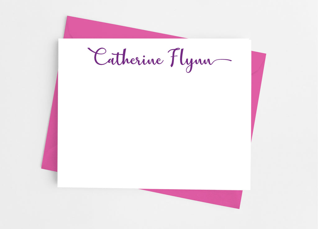 Personalized Stationery Flat Note Cards - Fashionista Script - Cathy's Creations - www.candywrappershop.com