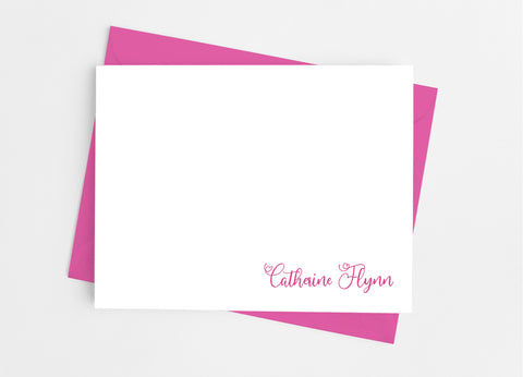 Personalized Stationery Flat Note Cards - Lovely Script - Cathy's Creations - www.candywrappershop.com