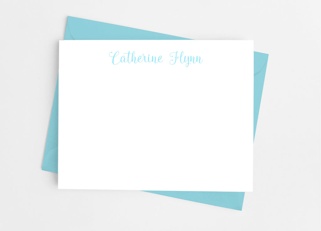 Personalized Stationery Flat Note Cards - Girly Script - Cathy's Creations - www.candywrappershop.com