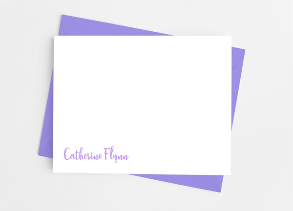 Personalized Stationery Flat Note Cards - Modern Script - Cathy's Creations - www.candywrappershop.com