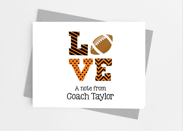Sports Love Football Note Cards - Cathy's Creations - www.candywrappershop.com