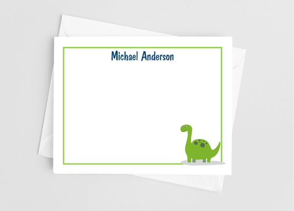 Dinosaur Personalized Flat Note Cards - Cathy's Creations - www.candywrappershop.com