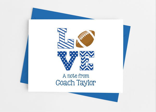 Sports Love Football Note Cards - Cathy's Creations - www.candywrappershop.com