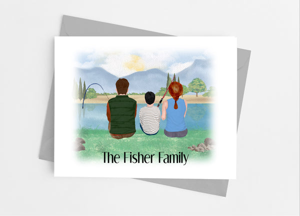 Fishing Family Portrait Note Cards - Cathy's Creations - www.candywrappershop.com
