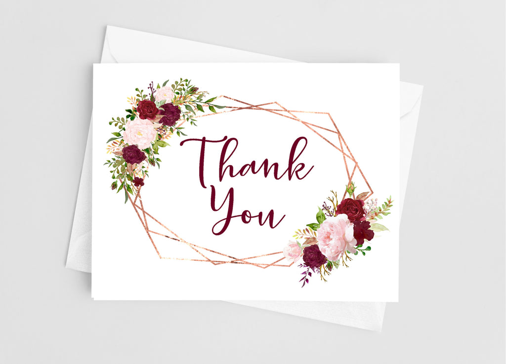 Geometric Floral Thank You Cards - Cathy's Creations - www.candywrappershop.com