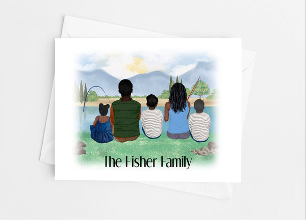 Fishing Family Portrait Note Cards - Cathy's Creations - www.candywrappershop.com