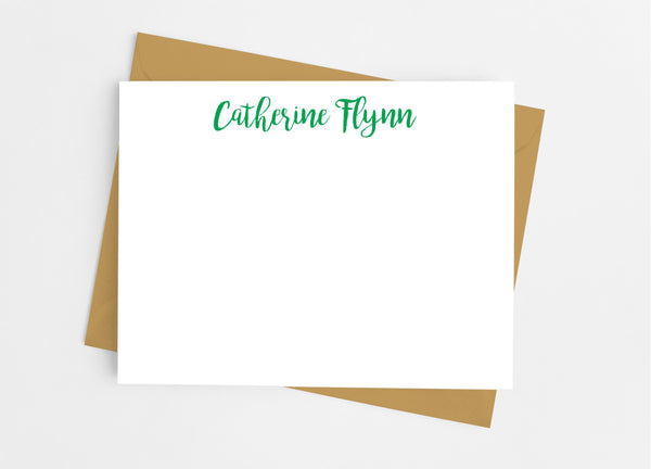 Personalized Stationery Flat Note Cards - Modern Script - Cathy's Creations - www.candywrappershop.com
