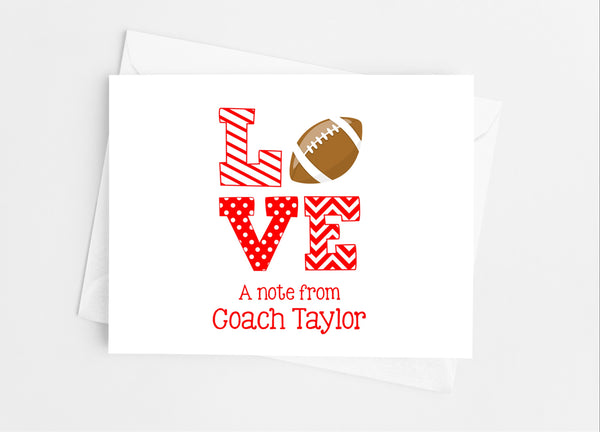 Sports Love Football Note Cards - Cathy's Creations - www.candywrappershop.com